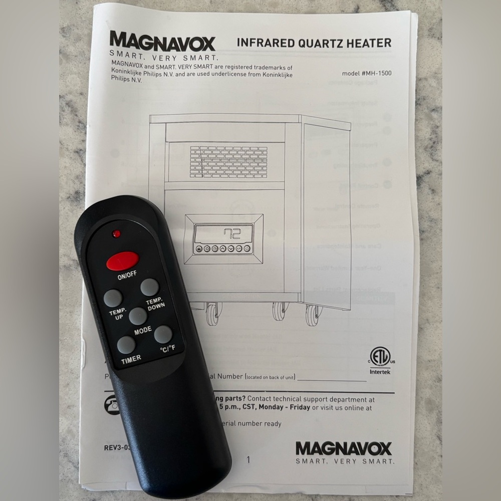 Remote Magnavox MH-1500 Infrared Heater OEM Manufacturer Owner Manual